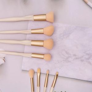 8 Piece Face Makeup <b>Brush</b> Set Personalized Custom Synthetic Hair Wood Handle Aluminum Ferrule Fan Concealer Shaving <b>Brushes</b> - Product Image 5