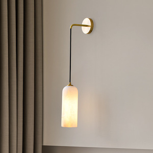 Lámpara de pared de mármol con LED E27, acabado bronce, para dormitorio, sala de estar, estudio - Product Image 1
