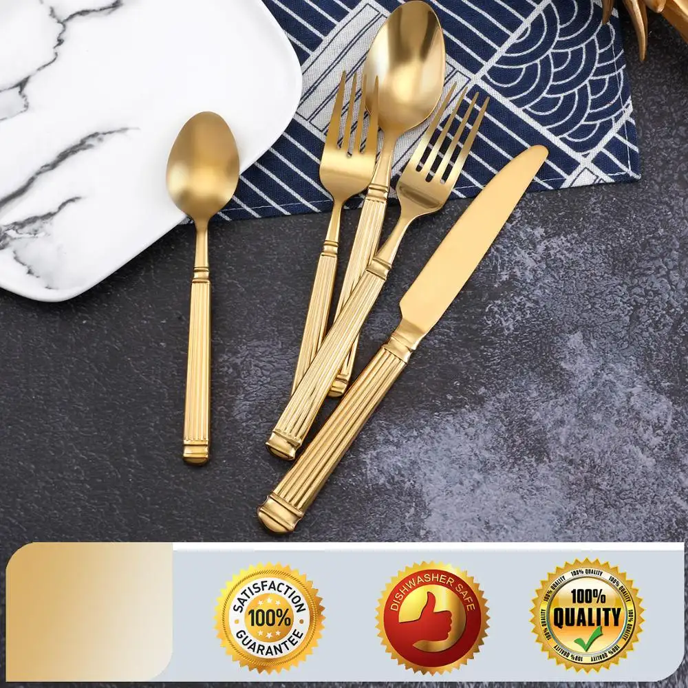 Groothandel Hoge Kwaliteit Gold Rvs Restaurant Bestek Set Voor Wedding Event