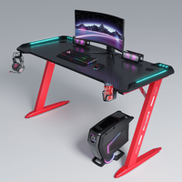 Yizhuo — bureau d'ordinateur en forme de Z, couleur noir ou rouge, Style de course, Pc de bureau, Gaming, lumière RGB, pour Gamer