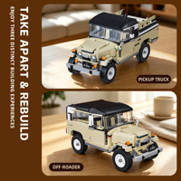 Briques de construction de véhicules rétro 3-en-1, modèle de roadster vintage et de camionnette tout-terrain, jouet DIY, modèle de voiture de collection