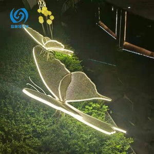 Sculpture de papillon lumineuse en acier inoxydable pour décoration de jardin extérieur, ornement d'art pour pelouse - Product Image 4