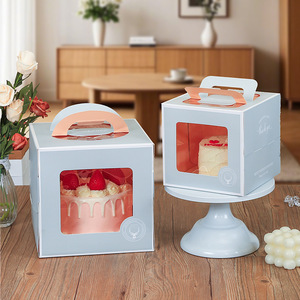 กล่องกระดาษใส่เค้กแบบมีหน้าต่าง พับได้ สำหรับขนม โดนัท ขนมปัง แซนวิช ซูชิ ทำจากวัสดุรีไซเคิล - Product Image 4