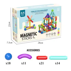 Hete Verkoop Magnetische Ballen En Stok 25/36/42/64/84 Pcs Magnetische Sticks Speelgoed Kids Steel Educatieve Magnetische Bouwstenen