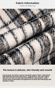 Manteau en laine haut de gamme pour hommes nouveau Style britannique <span class=keywords><strong>Tweed</strong></span> écossais Plaid Suit Flat Front Zipper Fly Single Breasted Long Made Worsted - Product Image 5