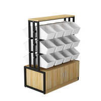 Présentoir à snacks en bois double face pour supermarché-Vitrine de bonbons et biscuits en vrac avec étagère réglable
