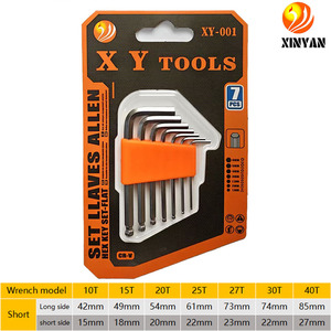 Kit de <span class=keywords><strong>7</strong></span> clés <span class=keywords><strong>Allen</strong></span> en forme de L, en acier forgé CR-V, <span class=keywords><strong>clé</strong></span> hexagonale à embout sphérique, emballage en blister à 3 couches, logo personnalisé - Product Image 4
