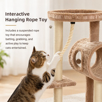 Arbre à chat multi-niveaux avec tunnel en peluche, nid, perchoir rond et plusieurs poteaux à gratter en sisal