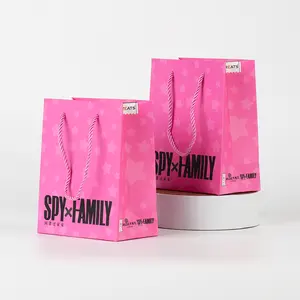 Paper Bags Kraft Shopping Paper Bags For Clothing Gold Hot Foil Logo Printed Luxury Reusable Paper Carry Bags With Ribbon Handle