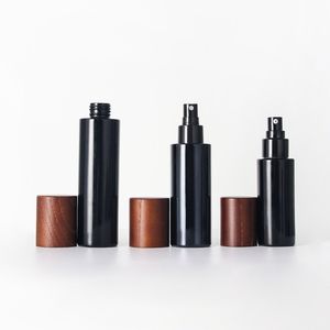 15ml 20ml 30ml 50ml 100ml 120ml 150ml bambu sprey buzlu cam şişe kül ağacı ahşap pompa ile Tops - Product Image 2