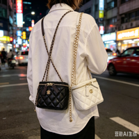 Sac à main classique pour femme, style boîte, avec décor camélia tendance – Imperméable, durable, portable, avec poignée supérieure et bandoulière chaîne à billes dorées, pour usage quotidien