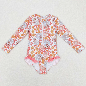 Traje de Baño de una Pieza para Bebés Recién Nacidos, Transpirable, Suave y Ecológico, con Estampado Floral y Volantes - Product Image 4