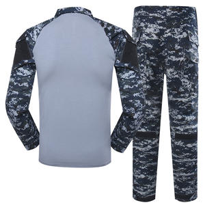 사용자 정의 로고 긴 소매 통기성 블루 디지털 위장 개구리 세트 립스톱 전술 유니폼 - Product Image 3
