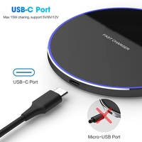 Chargeur sans fil à charge rapide LED 15W en gros, port Type-C, support de charge de bureau ultra-mince pour téléphone portable, cadeau promotionnel
