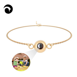 Bracelets à breloques personnalisés avec projection d'image, faits à la main, en acier inoxydable plaqué or 18 carats, tendance, unisexe, <span class=keywords><strong>breloque</strong></span> « Je pense à toi » - Product Image 4