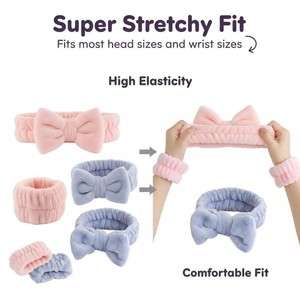 Ensemble <span class=keywords><strong>de</strong></span> bandeaux et <span class=keywords><strong>de</strong></span> bracelets <span class=keywords><strong>de</strong></span> spa en flanelle super doux pour femmes, <span class=keywords><strong>bandeau</strong></span> pour le visage, <span class=keywords><strong>bandeau</strong></span> pour le maquillage, <span class=keywords><strong>bandeau</strong></span> pour le lavage des mains, nœud, scrunchie, accessoire <span class=keywords><strong>de</strong></span> soin <span class=keywords><strong>de</strong></span> la peau, accessoire <span class=keywords><strong>de</strong></span> <span class=keywords><strong>salle</strong></span> <span class=keywords><strong>de</strong></span> <span class=keywords><strong>bain</strong></span> - Product Image 6