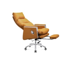 Chaise de bureau moderne confortable en cuir PU, personnalisable ODM/OEM, pivotante et inclinable avec repose-pieds, idéale pour le travail sur ordinateur