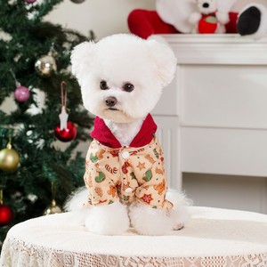 Cute Printed Pet Coat Off White Polyester Cotton Autumn Winter Dog <b>Cat</b> <b>Christmas</b> <b>Outfit</b> - Product Image 3