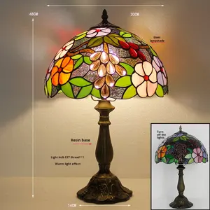 Vintage-Luxus-Tiffany-Nachttisch lampe im europäischen Stil Moderne Kuppel Warme kreative pastorale Traube-unter dem Motto Living Dining - Product Image 4