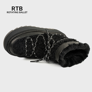 Bequeme verdickte Fleece-Schneeschuhe mit rutsch festen Gummis ohlen Wasserdichte Rindsleder-Winter-Outdoor-Wanderschuhe Pelz stiefel - Product Image 5