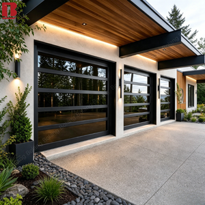 Porte de garage sectionnelle automatique Bolang en verre trempé avec cadre en aluminium, résistante aux UV et isolée, pour villa et maison - Product Image 1