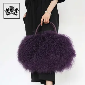 Custom Colors Winter Real Tibet Lamb Fur Designer Shoulder Bags Women Bags Handbag