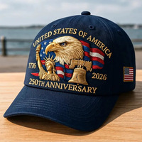 Gorras Patrióticas Ajustables con Estampado Retro del Águila Calva, Edición 2026, de Alta Calidad, para el 250 Aniversario de EE. UU., con Efecto Desgastado