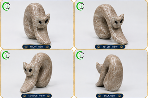 Figurine de chat en marbre gris de qualité supérieure, 6 pouces, sculpture décorative en pierre artisanale pour la maison, le bureau, la bibliothèque, la table basse - Product Image 3