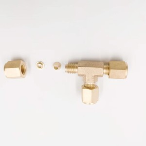 Brass <b>Tee</b> Fitting 3mm 1/8 Inch Bore Compression <b>Nut</b> Type For Laboratory Gas Path - Product Image 3
