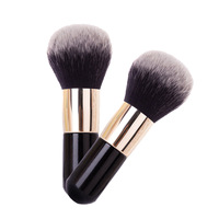 Pinceau éventail professionnel en poils synthétiques doux avec manche en plastique pour le visage, logo personnalisé, cosmétique
