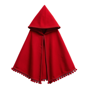 <span class=keywords><strong>Capa</strong></span> con Capucha para Niños, Color Rojo Sólido, con Adorno de Pompones, Disfraz de <span class=keywords><strong>Caperucita</strong></span> <span class=keywords><strong>Roja</strong></span> - Product Image 6