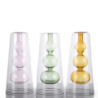 Vente directe d'usine vase en verre soufflé à la main en forme de gourde à haute teneur en borosilicate