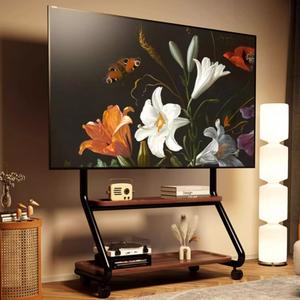 SR-R5B حامل أرضي تصميم فني حديث مكتب منزلي استخدام شاشات الكريستال السائل بلازما موبايل عربة تلفزيون مع عجلات - Product Image 2