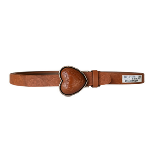 Cintura Ziha con fibbia a forma di cuore da 4 cm in PU con placca in lega, stile bohémien per donna - Product Image 1