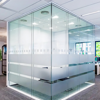 Half Height Frameless Glass Partition Semi Privacy Frosted Glass Divider Office Workstation Counter Cafe Restaurant Bar Counter