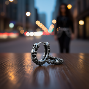 E3014 ต่างหูห่วงรูปหัวกะโหลก โลหะผสมสังกะสีชุบทอง สไตล์พังก์ เครื่องประดับแฟชั่นสำหรับทุกเพศ - Product Image 2