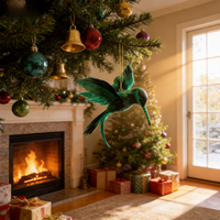 Décorations de Noël personnalisées sur mesure, colibris rétro peints à la main, écologiques, en plumes et polystyrène non toxique CM