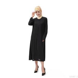 Dropshipping/Venta al por mayor en stock/OEM Túnica árabe de seda helada con botones para mujer musulmana, Ropa islámica, Manga larga de poliéster - Product Image 2