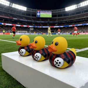 Eco-Friendly Plastic Football-Shaped Duck <b>Bath</b> for Children's Squeaky Toy Car Decoration Sports-Themed Gift - Product Image 6