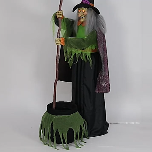 Indoor Covered Decor 60inch Giant Witch with Magic Ball Halloween Decoration Animated Halloween Props