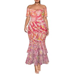 Samoan Tribal Design Femmes Robes À Manches Courtes Impression Polynésienne Vêtements Sexy et Moulant <span class=keywords><strong>Robe</strong></span> Sirène - Product Image 1