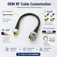 Câble coaxial RF SMA mâle vers BNC mâle RG58 50 Ohm pour adaptateur d'antenne radio SDR, test de signal, longueur personnalisée