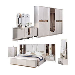 Juego de Muebles de Dormitorio King Size Baratos al por Mayor, Cama Doble Moderna de Lujo con Almacenamiento, Estructura de Madera Completa - Product Image 1