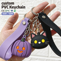 Porte-clés personnalisé en PVC pour Halloween, imprimé UV, motif, forme et couleur personnalisés, emballage OEM ODM pour l'approvisionnement en gros B2B