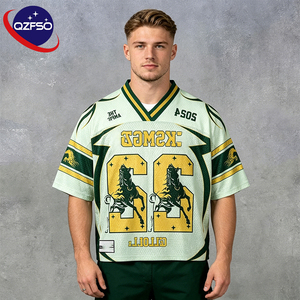 QZFSO Custom Hip Hop Vintage Sublimation Soccer T Shirt American Football Uniform <b>Top</b> Rhinestone Mesh Fabric Rugby Sport Jersey - Product Image 1