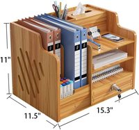 Organisateur de bureau en bois à 4 niveaux Boîte de rangement pour fournitures de bureau Classeur de table Plateaux à lettres en bambou