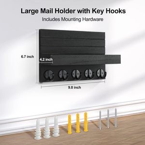 Wooden Key Rack Wall Mounted <b>Shelf</b> Solid Wood Rectangle Entryway Storage Organizer With <b>Hooks</b> For Keys And Decor - Product Image 2