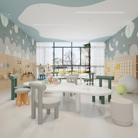 Ensemble table et chaise pour enfants Liserve en ABS, table de jeu pour maternelle, bureau d'apprentissage pour bébé, table d'artisanat multifonctionnelle, style crème