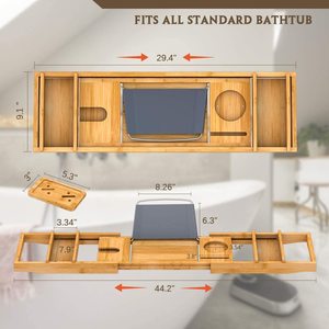 Vassoio per Vasca da Bagno in Bambù Estensibile Combohome con Supporto per Piedi - Product Image 6
