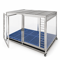 Cage pour chien Overlord Série Rectangle, grande capacité, en acier inoxydable et verre résistant aux morsures, pour transport intérieur